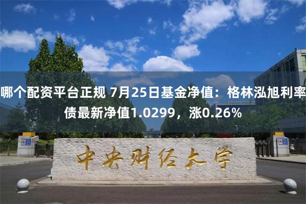 哪个配资平台正规 7月25日基金净值：格林泓旭利率债最新净值1.0299，涨0.26%